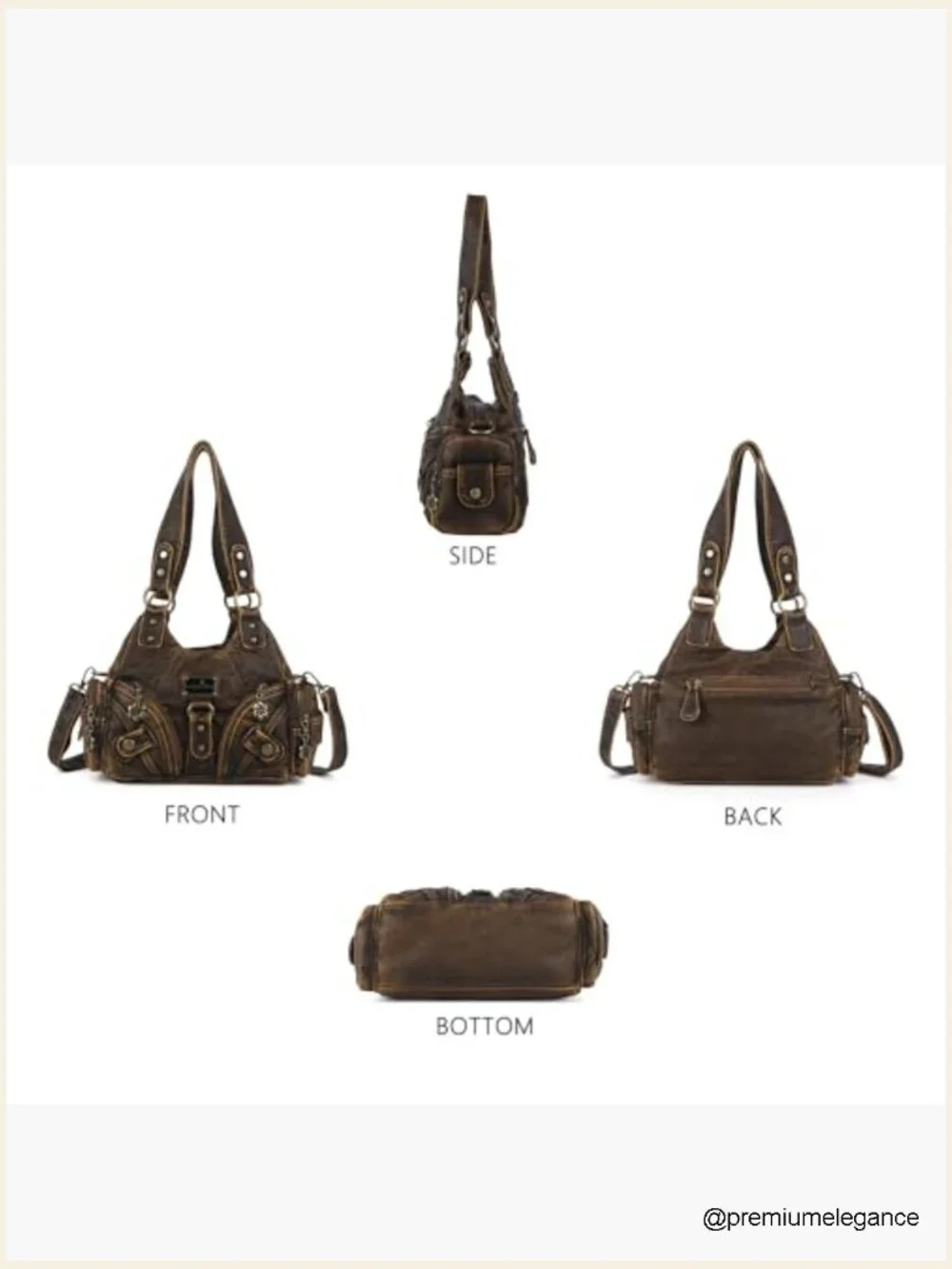 Small Hobo Shoulder Crossbody Tote Bag Multi-Pocket Vegan Leather Purse for